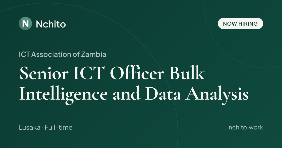 Senior ICT Officer Bulk Intelligence and Data Analysis at ICT ...